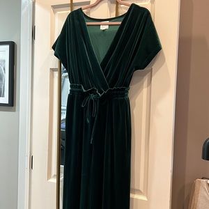 Green Jumpsuit. Velvet, never worn.